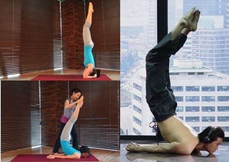 연애의 기술 한수아의 명품 몸매가 화제인 가운데 한수아의 고난도 요가 자세가 영화 올드보이의 유지태 메뚜기 자세를 연상하게 해 눈길을 끈다. / 한수아 미니홈피, 영화 스틸컷