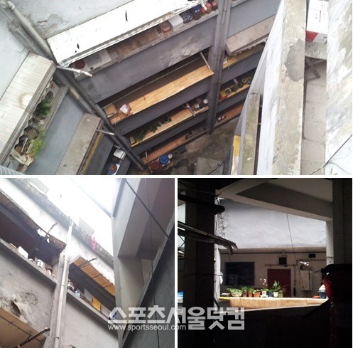 문화재적 가치가 있는 중앙정원형 아파트 구조. 낡고 오래된 아파트 건물 내부에는 여전히 사람이 살고 있었다.