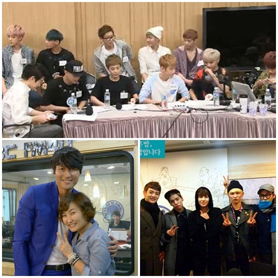 엑소, 샤이니, 정우성(위부터 시계방향)이 라디오 프로그램을 통해 팬들과 만나고 있다./MBC·SBS 제공
