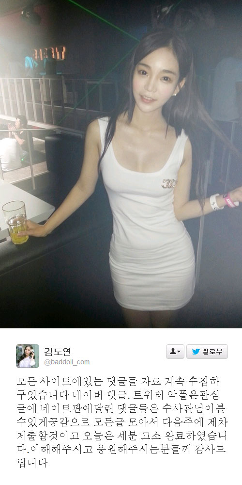 김도연이 악플러 3명을 고소했다./ 김도연 트위터 캡처