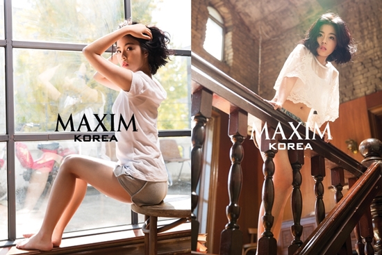걸그룹 타이니지 멤버 도희가 남성 잡지 맥심 12월호에 공개된 화보에서 아찔한 매력을 뽐내고 있다./남성 잡지 맥심 12월호 제공
