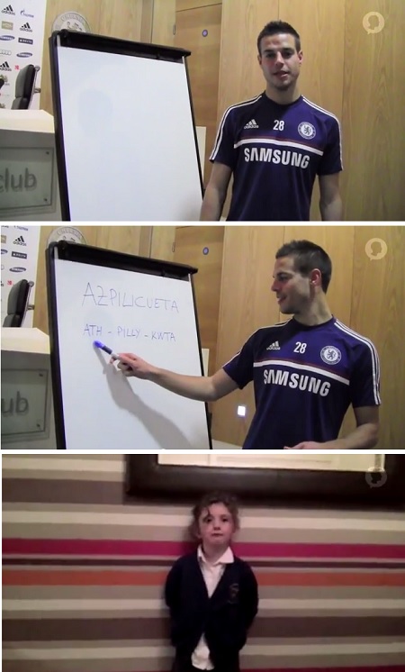 세사르 아스필리쿠에타가 4일 자신의 페이스북을 통해 자신의 이름을 발음하는 방법을 알려주고 있다. / 유튜브 영상 캡처