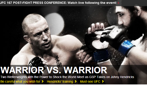 UFC 웰터급 신화 조르주 생피에르(왼쪽)가 14일 활동 중단을 전격 선언했다. / UFC 홈페이지 캡처