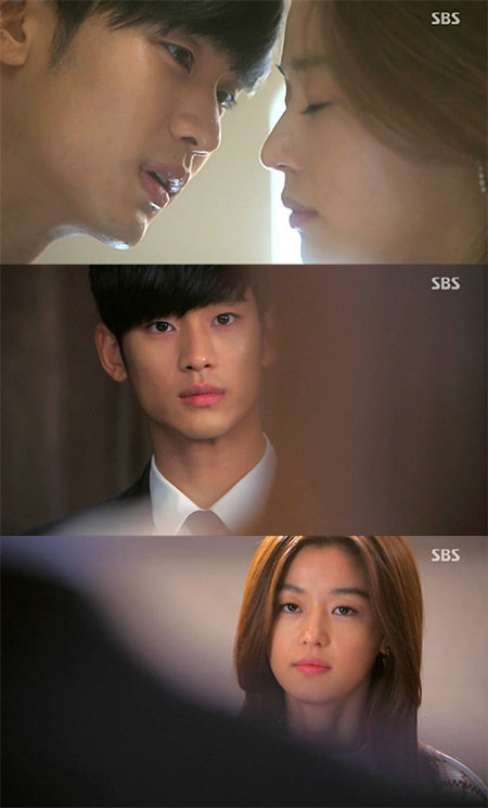 김수현(왼쪽)과 전지현이 별에서 온 그대에서 멋진 앙상블로 안방 시청자들을 사로잡았다. /SBS 별에서 온 그대 방송 캡처