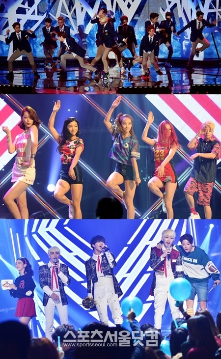 그룹 엑소와 에프엑스, 샤이니(맨 위부터)는 크리스마스 콘서트 무대에서 팬들과 만난다./남윤호·배정한 기자, 더팩트 DB