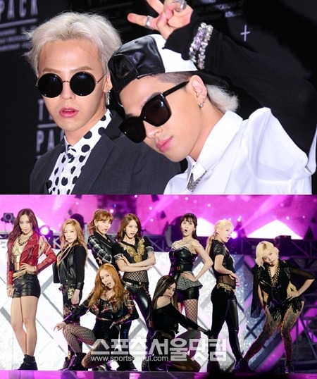 그룹 빅뱅의 지드래곤과 태양(위, 왼쪽부터), 걸그룹 소녀시대(아래)는 크리스마스 휴일을 반납하고 연말 시상식 공연 연습에 나선다./더팩트 DB