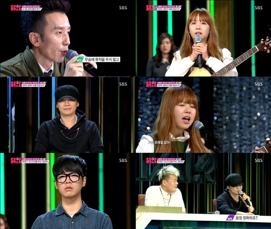 심사위원 유희열(맨 위, 왼쪽)과 양현석(가운데, 왼쪽)이 29일 방송된 SBS 일요일이 좋다-서바이벌 오디션 K팝스타 시즌3에서 가슴 따뜻해지는 심사평을 내놓고 있다./SBS 일요일이 좋다-서바이벌 오디션 K팝스타 시즌3 방송 화면 캡처