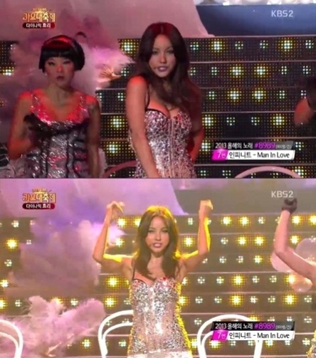 가수 이효리가 29일 방송된 2013 SBS 가요대전 카메라에 대한 불만 글을 올린 것에 대해 30일 해명에 나섰다. / SBS 방송화면 캡처