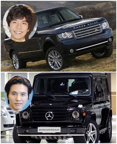 렌드로버의 SUV 레인지로버와 메르세데스-벤츠의 오프로더 G클래스(보배드림 제공)가 이승기와 원빈의 열애로 자동차 마니아의 관심을 다시 한번 끌고 있다./더팩트 DB