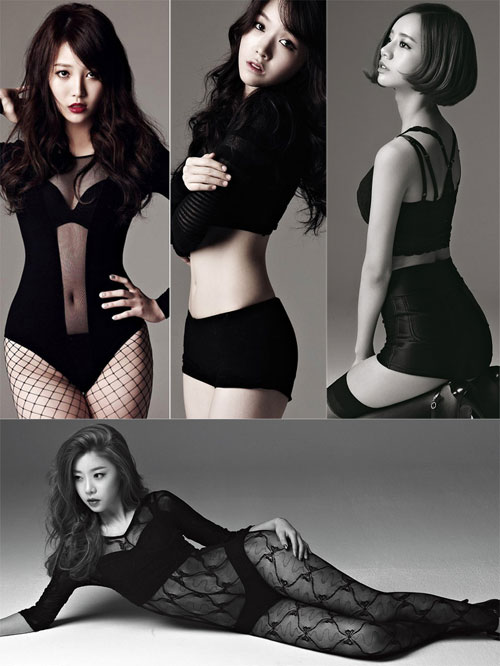 지난해 멜빵 춤으로 인기를 끌었던 4인조 걸그룹 걸스데이. 이들은 3일 쇼케이스를 시작으로 3번 째 미니앨범 타이틀곡 썸씽으로 본격적인 활동을 시작했다./드림티 엔터테인먼트 제공