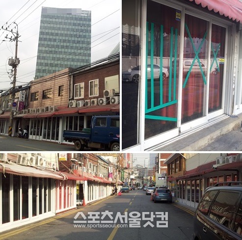 대형 쇼핑몰들 사이에 위치한 영등포 집창촌. 이곳도 재개발 논의가 진행되며 많은 업소들이 폐업했다.