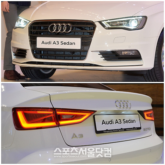 아우디 A3 세단은 해치백 모델보다 전장이 146mm 길어지고 전폭이 11mm 넓어졌다.