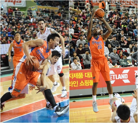 시즌 중 플레잉 코치로 승격된 이현호(33, 왼쪽)와 주장을 맡게 된 리카르도 포웰(30) / KBL 제공