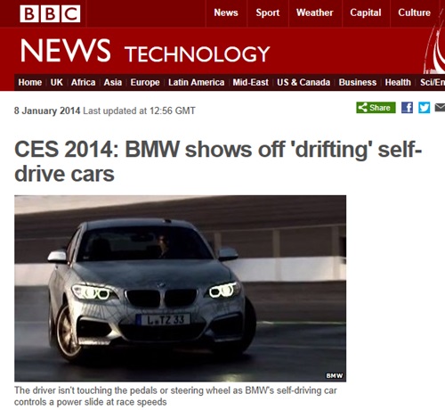 BMW가 스스로 운전하는 차량을 공개한 가운데 자동주행 기술이 세계적 추세로 자리잡고 있다. / BBC 온라인