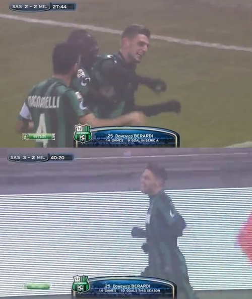 스무 살 신예 베라르디가 혼자 4골을 몰아치며 거함 AC밀란을 격침시켰다. / 유튜브 영상 캡처
