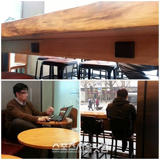 스타벅스 등 일부 커피전문점에서는 사용하지 않는 콘센트에 덮개를 설치해 안전사고를 예방하고 있다. / 서재근 기자