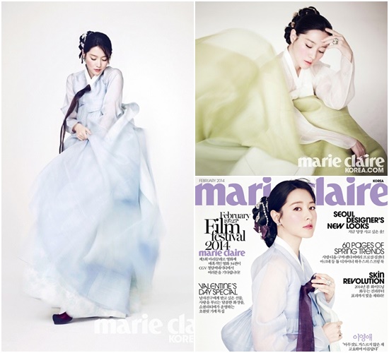 배우 이영애가 화보에서 한복 자태를 뽐냈다. / 마르끌레르 제공