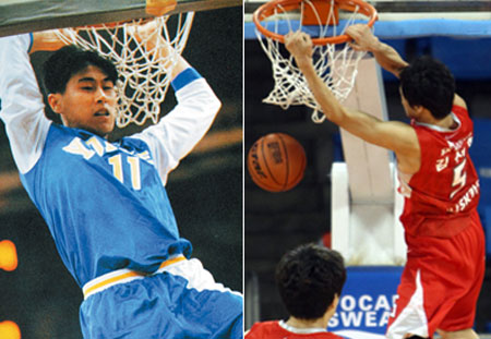 선수들의 탄력이 좋아지면서 일명 덩크하는 포인트가드가 늘고 있다. 사진은 현역 시절 덩크슛을 종종 성공했던 이상민(왼쪽)과 서울 SK 나이츠의 포인트가드 김선형. /출처=점프볼 제공, KBL 제공