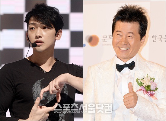 가수 비(왼쪽)가 태진아와 합동 무대를 끝으로 레인 이펙트 활동을 마무리한다. / 임영무·최진석 기자