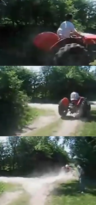 경운기의 변신은 무죄? 질주하는 경운기가 찍힌 동영상이 누리꾼의 관심을 끌고 있다. / 유튜브 캡처