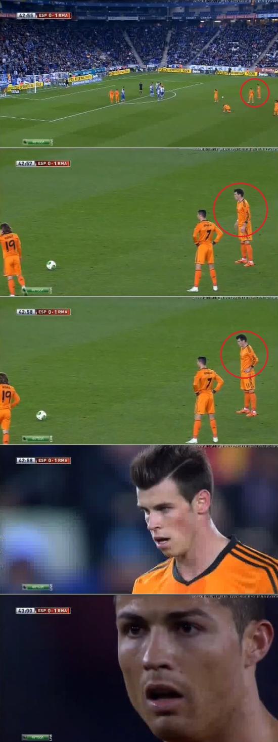 레알 마드리드의 가레스 베일의 호날두 따라잡기가 중계 카메라에 포착돼 눈길을 끌고 있다. / 유튜브 영상 캡처