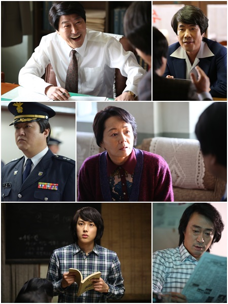 영화 변호인을 성공적으로 이끈 송강호 오달수 김영애 이성민 임시완 곽도원(왼쪽 위부터 시계방향)./영화 스틸컷