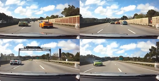 6일 유튜브에 람보르기니 동호회 사고라는 제목의 게시물이 올라왔다. 이 영상 속에는 국내에서 약 3억원에 판매되는 람보르기니 가야드로가 과속한 나머지 충돌로 하는 장면이 담겨있다./유튜브 영상 캡처