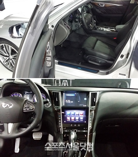 11일 출시한 인피니티 Q50의 실내는 모던하고 사용자 중심의 편의사양에 중점을 두었다. /황준성 기자