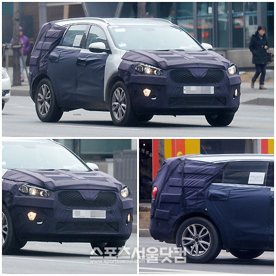 18일 <더팩트> 카메라에 찍힌 신형 쏘렌토 스파이샷은 넓어진 라디에이터 그릴과 강인한 인상을 주는 헤드램프를 갖췄다. /문병희 기자