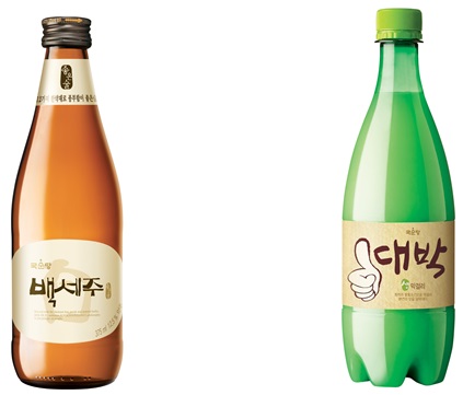 국순당 백세주(왼쪽)와 대박 막걸리가 제19차 남북 이산가족 상봉 행사의 만찬에 오른다./국순당 제공