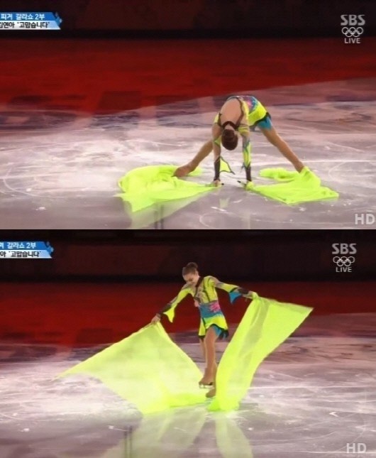 소트니코바의 황당한 갈라쇼 연기가 눈길을 끌고 있다. / SBS 방송화면 캡처
