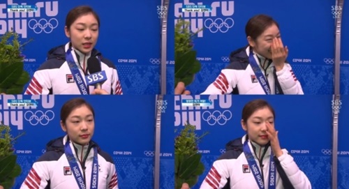 김연아가 여자 싱글 피겨스케이팅 100년 역사상 최초로 올포디움을 달성했다. / SBS 중계화면 캡처