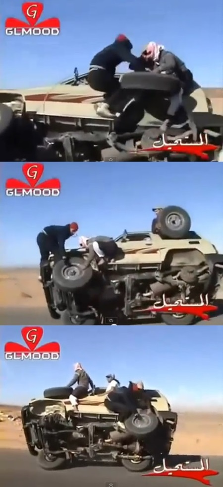 달리는 자동차에서 바퀴를 교체하는 장면이 찍힌 영상이 누리꾼의 관심을 끌고 있다. / 유튜브 캡처