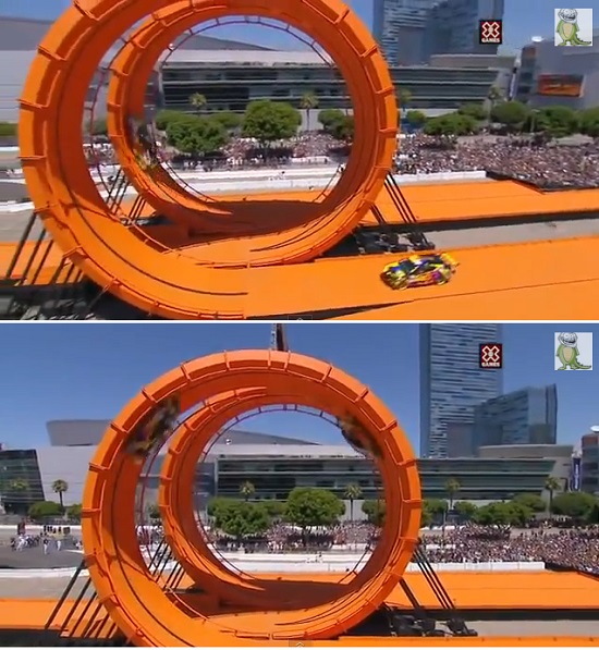 최근 유튜브에는 2대의 차가 한꺼번에 360도 회전을 성공하는 영상이 올라왔다. /유튜브 캡처