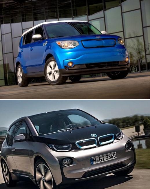 2일 업계에 따르면 자동차 업체들이 국내에서 신형 전기자동차를 다음 달부터 출시할 예정이다. 사진은 기아자동차의 쏘울EV(위), BMW의 i3. /사진=기아자동차, BMW코리아 제공