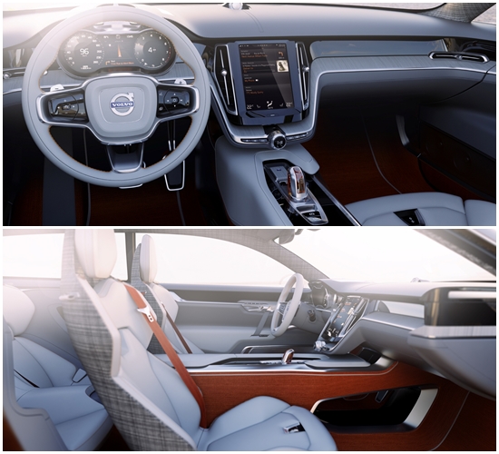 2014 제네바모터쇼에서 세계 최초로 공개되는 볼보 콘셉트 에스테이트에는 스칸디나비안 리빙룸 스타일의 디자인이 적용됐다.