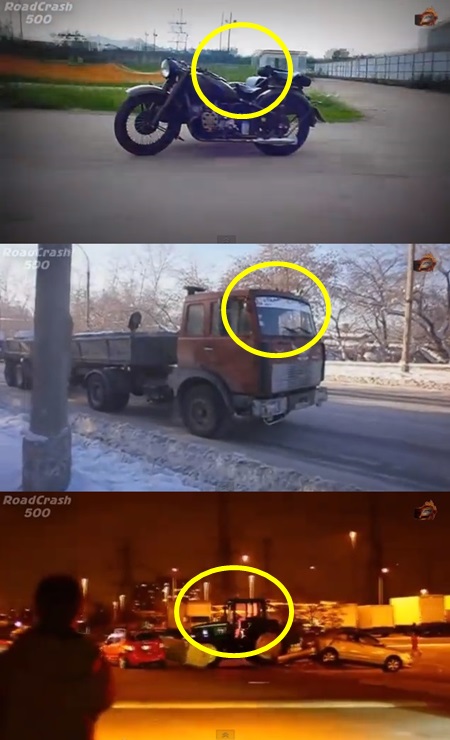 운전자 없이 움직이는 자동차와 오토바이들이 누리꾼의 관심을 끌고 있다. / 유튜브 캡처