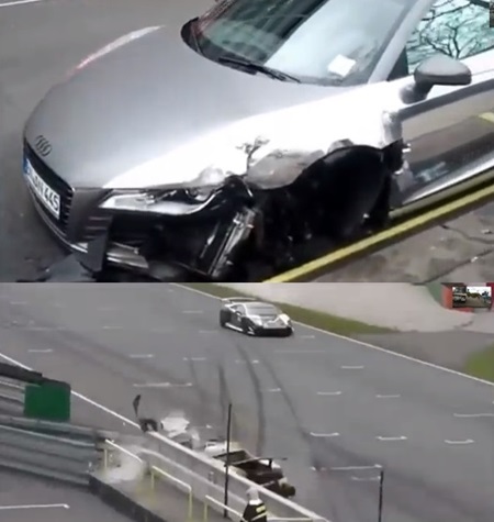 슈퍼카들도 사고는 피할 수 없다. 슈퍼카들이 만들어낸 황당한 사고 장면이 누리꾼의 관심을 끌고 있다. / 유튜브 캡처