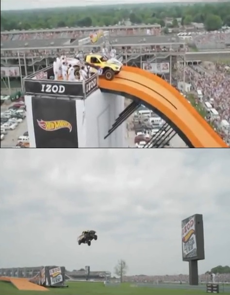 최근 유튜브에 세계기록 자동차 점프라는 제목의 영상이 올라와 누리꾼들의 눈길을 끌고 있다. /유튜브 영상 캡처