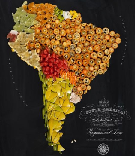 음식으로 만든 세계지도가 눈길을 끌고 있다. / 온라인 커뮤니티