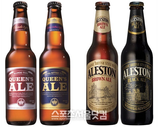 하이트진로 퀸즈에일(왼쪽)와 오비맥주의 에일스톤이 국내 에일맥주 시장을 놓고 한판 대결을 벌일 전망이다. 에일맥주 시장에 하이트진로는 지난해 9월 진출했으며 오비맥주는 다음 달 1일 출시할 예정이다./하이트진로, 오비맥주 제공