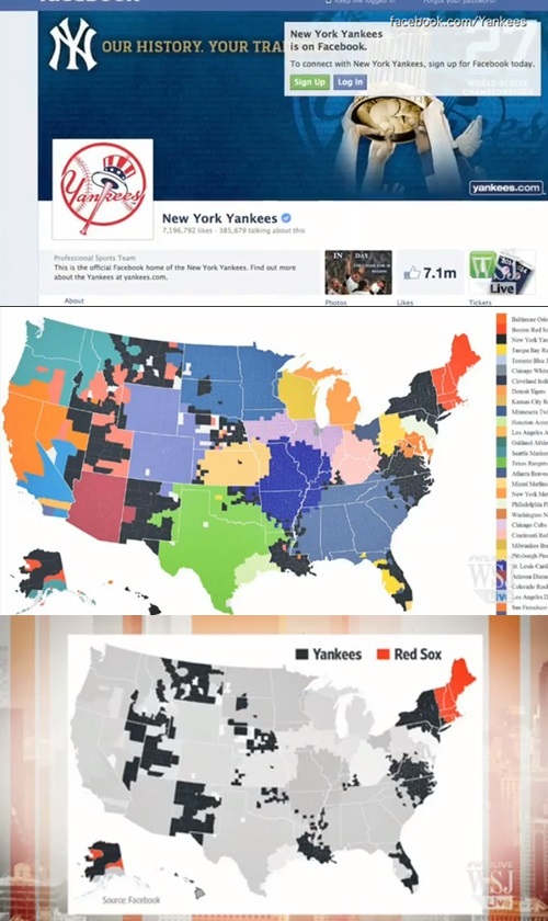 미국 경제신문 월스트리트저널은 지난달 31일 페이스북의 메이저리그 30개 구단 선호도 조사를 인용 보도했다. / 월스트리트 저널 방송 화면 캡처