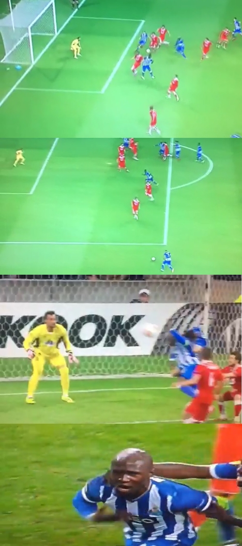 4일 포르투갈에서 열린 유로파리그 포르투와 세비야의 경기에서 포르투 망갈라가 강력한 헤딩슛을 기록하며 팀 승리를 이끌었다. / 유튜브 영상 캡처