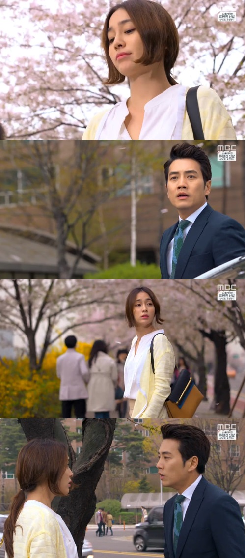 앙큼한 돌싱녀 차정우(오른쪽)가 다른 회사 면접을 보러 가는 나애리를 붙잡아 상사병을 말하며 사랑을 고백했다./MBC앙큼한 돌싱녀