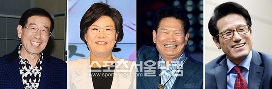 서울시장에 출마한 새정치민주연합 박원순 현 서울시장과 새누리당 이혜훈 최고위원, 새정치민주연합 소속 송영길 현 인천시장, 경기도지사 새누리당 예비후보인 정병국 의원(왼쪽부터). /더팩트DB