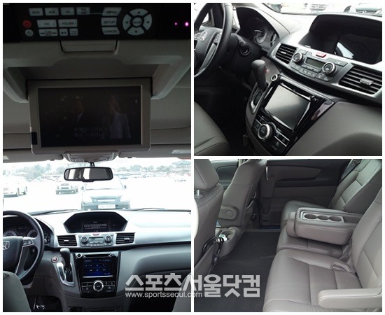 올 뉴 오딧세이의 2열 천장에 있는 9인치 모니터는 DVD, DMB 등 영상을 볼 수 있다.