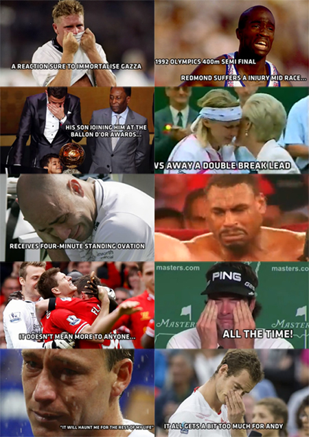 유로스포트가 16일 가장 기억에 남는 스포츠 스타의 눈물 베스트 10을 선정했다. / 유로스포트 영상 캡처