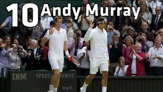 앤디 머레이(왼쪽)가 지난 2012년 7월 열린 윔블던오픈 남자 단식 결승에서 로저 페더러와 입장하고 있다. / 유로스포트 캡처