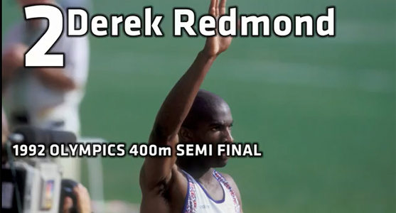 데렉 레드몬드는 1992 바르셀로나올림픽 육상 남자 400m 결승에서 다리 힘줄이 끊어진 상태에서 완주하는 투혼을 발휘했다. / 유로스포트 캡처