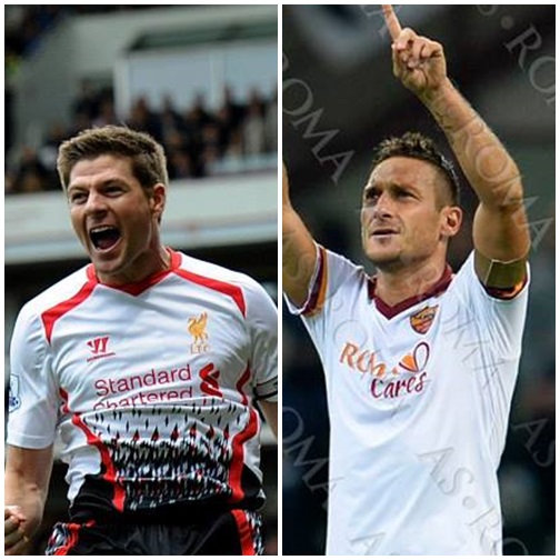 리버풀의 심장 스티븐 제라드와 로마의 왕자 프란체스코 토티가 다음 시즌 유럽축구연맹 챔피언스리그 진출 티켓을 따냈다. / 리버풀, AS 로마 페이스북 캡처